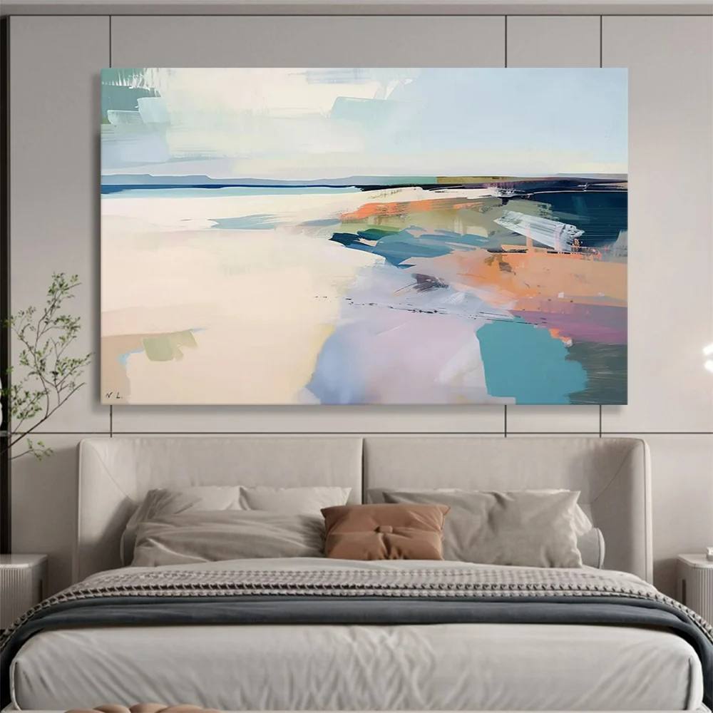 Coastal White Abstract - large wall art for living room